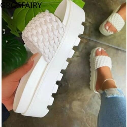 Womens Slippers, Large Size, Thick-soled Sandals and Slippers, Beach Shoes, Woven and Thickened, 2021 New Sandals