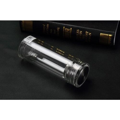 1PC 300ml Double Wall Glass Water Bottles With Tea Infuser and Stainless Steel Lid Hot New Kettles Glass 1475