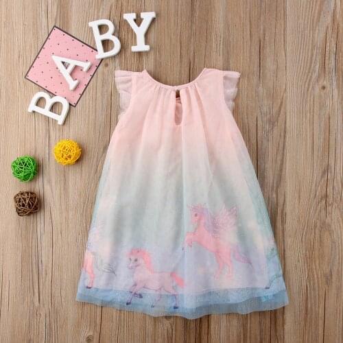 2019 Unicorn Baby Girl Dress Tulle Tutu Party Dress Sundress Summer Clothes