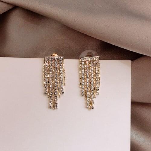 2020 Feminine Earrings Earring Material Silver Needle Drop Curtain Tide Earrings Long Earrings Decorated Tassel