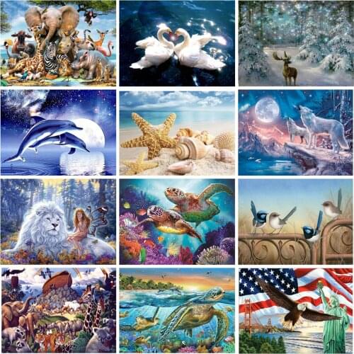 Diamond Painting New 5D Animal Full Diamond Mosaic DIY Cross Stitch Landscape Figure Household Goods Christmas Gift