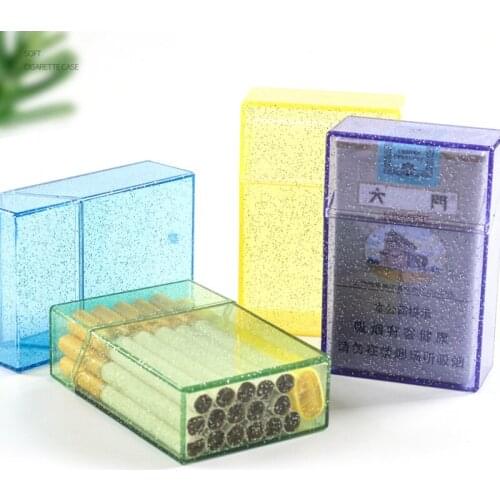 Shining Clear Cigarette Case Portable Plastic Sturdy Cigarette Holder Tobacco Container Halloween Gift for Women (20 Capacity)