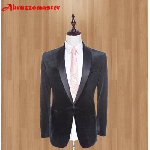 Brand Velvet Man Shawl Lapel Slim Fit Wedding Suits For Best Men 2020 Fashion Smart Casual Mens Tuxedos Man jacket