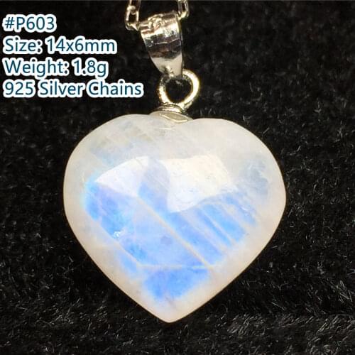 Top Natural Heart Moonstone Pendant Necklace Jewelry For Woman Lady Man Blue Light Crystal Beads Stone 925 Silver Chains AAAAA