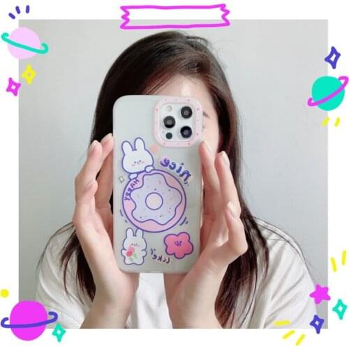 Cute Rabbit Panda Animal Phone Case for IPhone 11 12 Pro Max Mini Clear Shockproof Donuts Cover for IPhone X XS XR 7 8 Plus Capa
