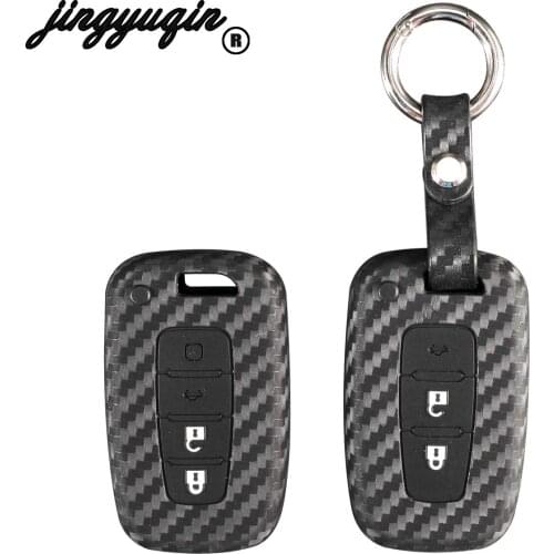 Jingyuqin carbon Silicone Remote Car Key Case Cover For Kia K2 K5 Sportage Forte Hyundai IX35 Sonata Genesis Veloster Elantra