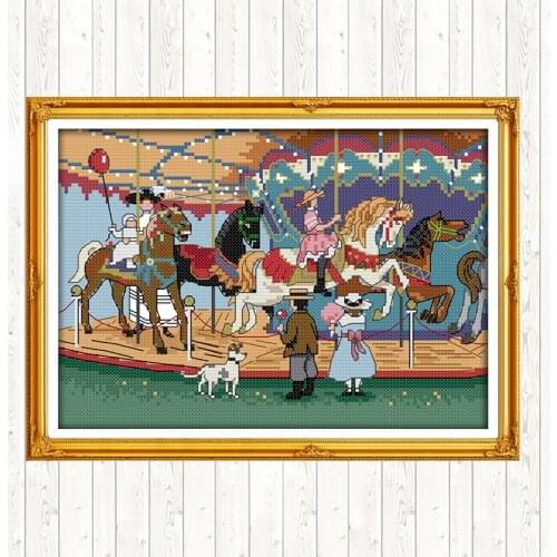 Swing Handmade DMC Cotton Thread Printed Canvas Cross Stitch Embroidery Kit 14CT 11CT Counted and Stamped DIY Needlework Crafts
