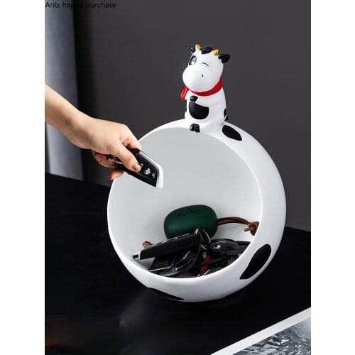 European Style Exquisite Cute Cow Storage Box Cartoon Animal Crafts Candy Sundries Storage Box TV Cabinet Living Room Decoration