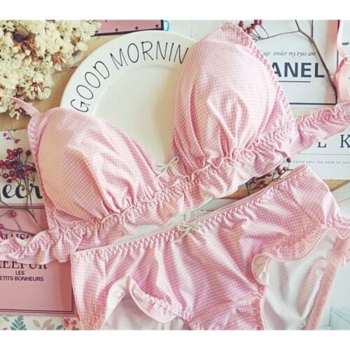 Forest Garden Mori Girl Cute Japanese Milk Silk Bra & Panties Set Wirefree Soft Underwear Sleep Intimates Set Kawaii Lolita