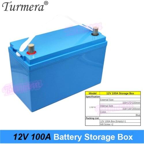 Turmera 12V 100Ah Battery Storage Box with LCD Display for 3.2V 90Ah 100Ah 105Ah Lifepo4 Battery UPS and Solar Energy System Use