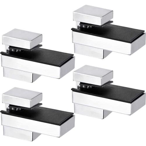 Gl Shelf Bracket, Gl Clamp Solid Zinc Alloy Adjustable Wall Mount for 4-15mm Wood or Gl Shelves, 4Pcs
