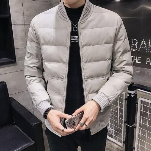 2020 Winter New Style Baseball Collar Leather Cotton Coat Mens Short Casual Large Size PU Padded Jacket Solid Color Thick Male