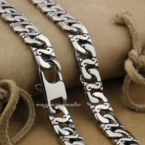 LINSION 18" ~ 36" 316L Stainless Steel Mens Biker Rocker Punk Necklace Chain 5A023N