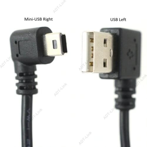 Mini USB Data Cable 10INCH 90 Degree USB Right Angle Nickel Plated Short USB 2.0 -A-Male-4Pin to Right Angle Mini-B-5Pin 25cm