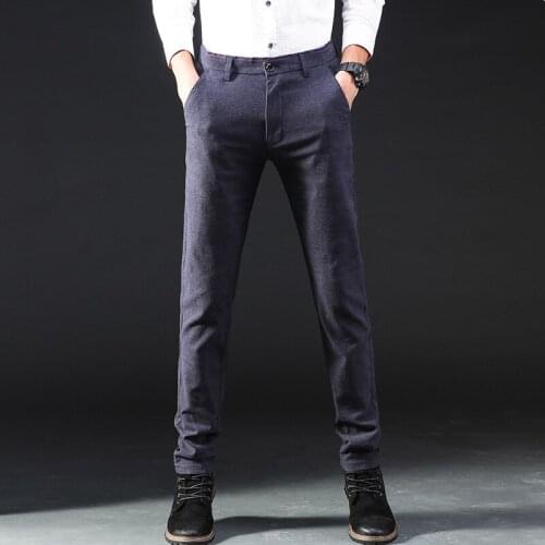 2021 Mens Spring Autumn Fashion Business Casual Long Pants Suit Pants Male Elastic Straight Formal Trousers Plus Big Size 28-40
