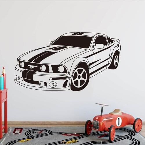 For Ford Mustang Muscle Car Vehicle Game Wall Sticker Boy Room Kids Room Racing Super Car GTR Wall Decal Bedroom Vinyl Decor