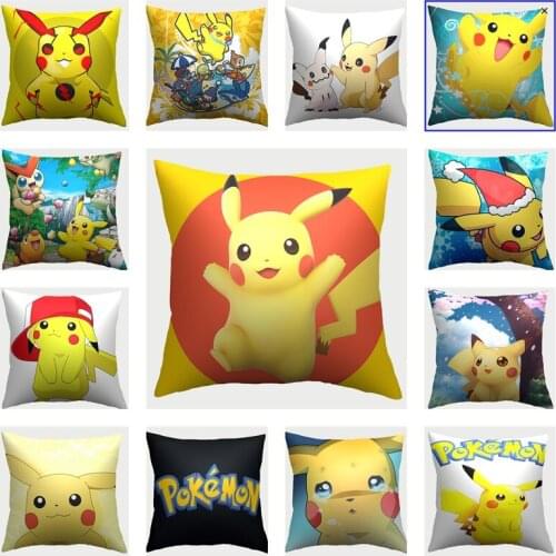Pokemon Pikachu pillowcase Comics Anime characters Sofa pillowcase Home Childrens room decoration home textile products 45*45cm