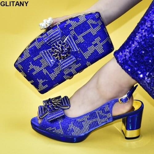 New Fashion African Shoe and Bags Women Italian Italian Shoes with Matching Bags for Women Italy High Heels Women Wedding Shoes