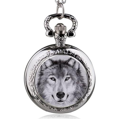 New Fashion Wolf Quartz Pocket Watch Pendant Necklace Men Watch Women Watch