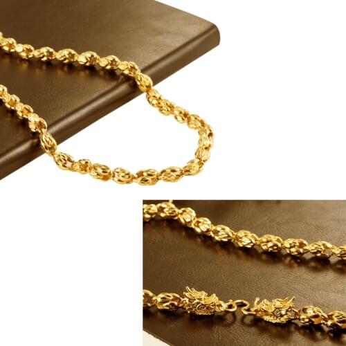 60CM African Ethiopian Necklace for Women Gold Chain Necklace Men Dragon Hip Hop Necklace Fashion Bride Jewelry