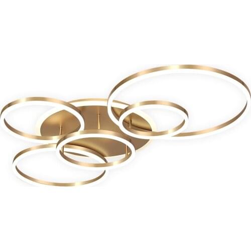 Remote Controller 2/3/5/6 Circle Rings Modern led Chandelier For living Room LED Plafon Decor Bedroom Lamps Fixture Gold color