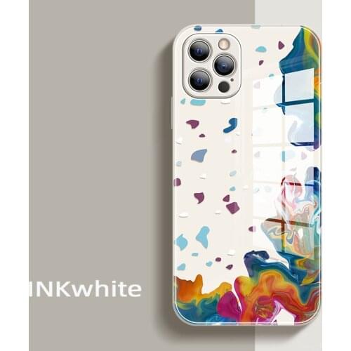 Luxury Liquid Square Tempered Glass Shockproof Case For IPhone 11 12 Pro X XR XS Max 7 8 Plus Mini SE 2020 Colorful Apple Cover