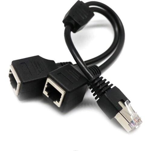 RJ45 Network Splitter Adapter Cable 1 Male to 2 Female Socket Port LAN Ethernet Splitter Y Adapter Cable Cat5 Cat5e Cat6 Cat7