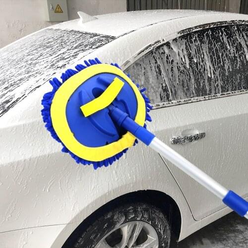 Car Wash Brush Telescoping Long Handle Cleaning Mop Auto Accessories Car Cleaning Brush Chenille Broom