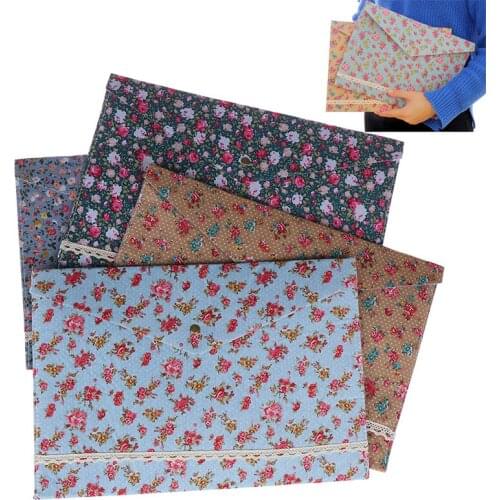 1PC Floral A4 Cloth Art Press File Bag Folder Elegant Documents File Bag Stationery School Office Stroage Bag
