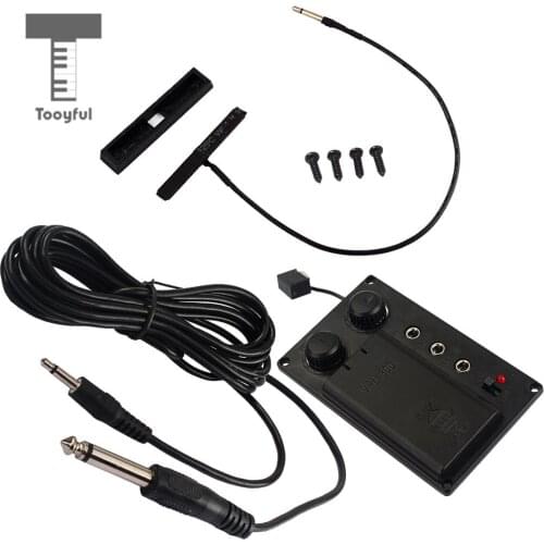 Tooyful Durable Metal Electric Violin Silent EQ Piezo Pickup Transducer with Cable Electronic Violin Parts Black