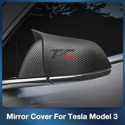 TOPC Auto Side Rear View Mirror Cover Shell Cap Housing Replacement for Tesla Model 3 2016 2017 2018 2019 2020 2021 2pcs/Set