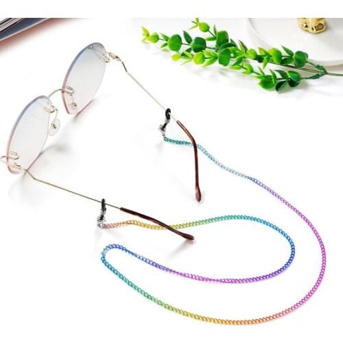 2021 Fashion Student Art Rainbow Sunglasses Mask Holder Lanyard Retro Multicolor Glasses Chain Necklace for Women Children Gifts