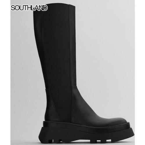 SOUTHLAND Winter Boots Women Shoes Woman england vintage cowhide Smoker boots Chelsea ankle boot Botas Mujer Shoes Women