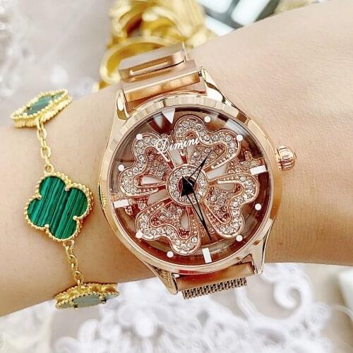 Diminis New Hollow Watch Drill Transparent Womens Watches Personality Absorbiron Lazy Strap Ladies Women Clocks Luxury relojes