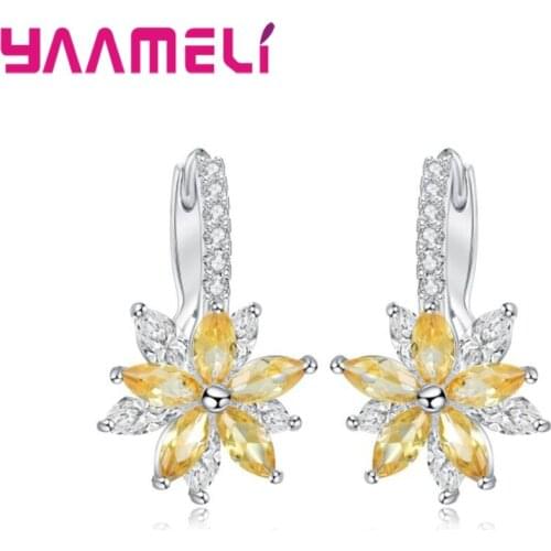 New Fashion Korean Style Flower Drop Earrings 925 Sterling Silver Long Dangle Earring For Women Girl Gift Summer Jewelry