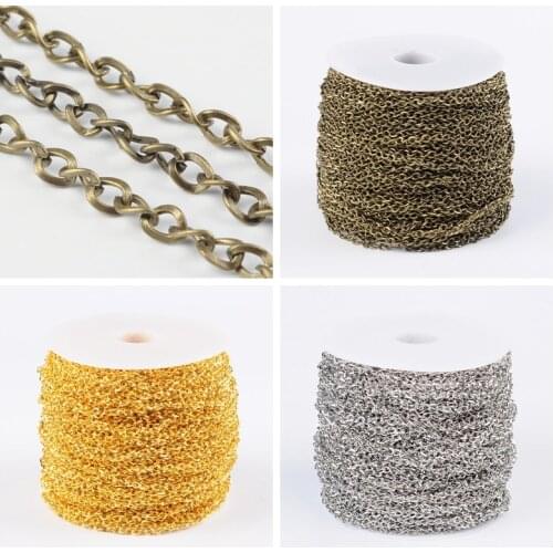 100m 5x4x0.9mm Iron Side Twist Chain Jewelry Making DIY Material for Necklace Bracelet, Lead Free & Nickel Free, Metal Color