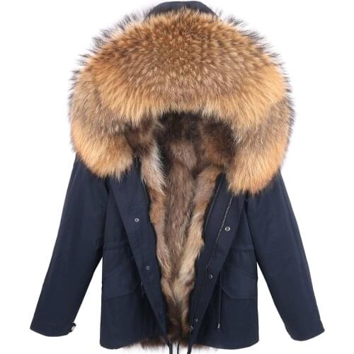 2021 Men Real Fur Coat 7XL Real Raccoon Fur Hooded Coat Nature raccoon fur Lining Jackets Real Fur Parka Men Winter Jacket