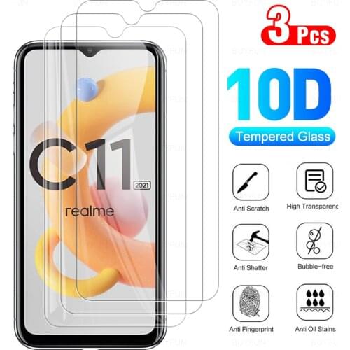 3pcs realmi c11 case Tempered Glasses HD Anti-scratch Protective Phone Film For Realme C11 C 11 11C 2021 screen Protector Glas