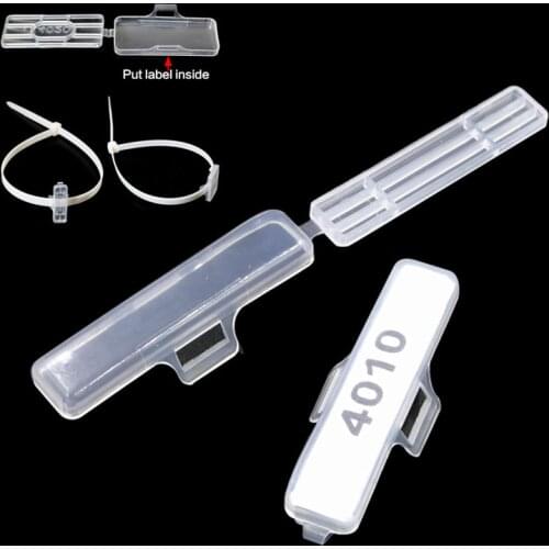 50pcs Plastic cable tie Marker Label Tag Box Waterproof insulation Wire Sign Name Ticket Holder Display Identification seal Case