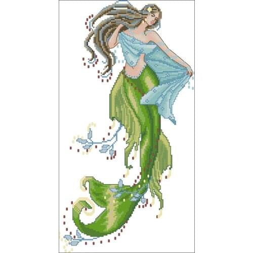 -7536 Magazine Green Mermaid ( Counted Cross Stitch 11CT 14CT 18CT Cross Stitch Kits Embroidery Needlework Sets