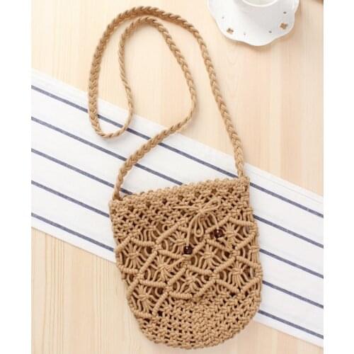 Aaby 2021 Summer Woven Tassel Straw Bags Women Vintage Square Cotton Bags Handbags Female Knitted Fashion Shoulder Beach Bags
