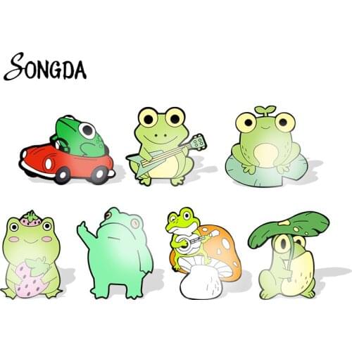 Cute Frog Acrylic Pin Cartoon Green Animal Brooches Funny Badge Lapel Pin Resin Clothing New Fashion Handcraft Jewelry Gifts