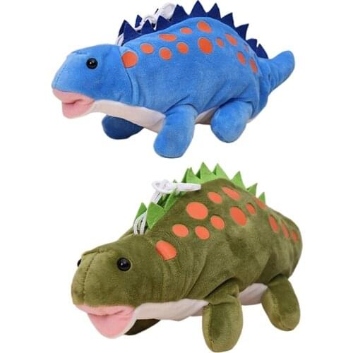2 Pcs Dinosaur Students Pencil Case Pen Bag Plush Toy Children Creative Toy Storage Bag Doll Gift Cartoon Cute Pen Pouch , Blue