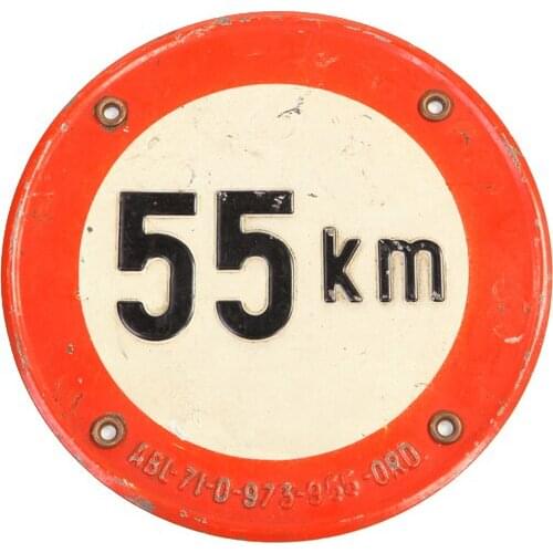 Road sign signboard signage original 55 km vintage