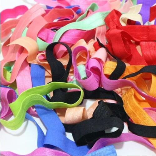 5yards/lot 16mm 5/8" Solid color fold over elastic FOE ribbon stretch rubber bands hairtie diy ribbons sewing accessories