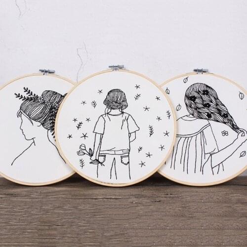 Sketch Easy Embroidery Kit For Beginner Printed Needlework Cross Stitch Set Sewing Art Wall Embroidery Painting Home DIY Decor