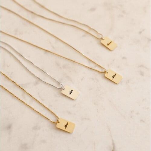 Dainty Name Tag Necklace Stainless Steel Custom Name Necklace with Box Chain Initial Necklace by CaitlynMinimalist Gift for Her
