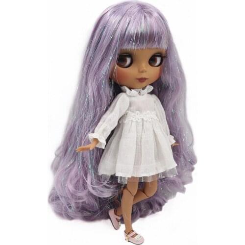 ICY Fortune Days factory blyth doll No.M-47-280BL1049 nude doll dark skin purple hair and with matte face joint body