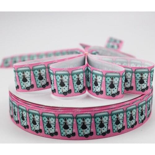 Blue cup printed grosgrain ribbon 9-75mm DIY handmade materials wedding gift wrap tape ribbons