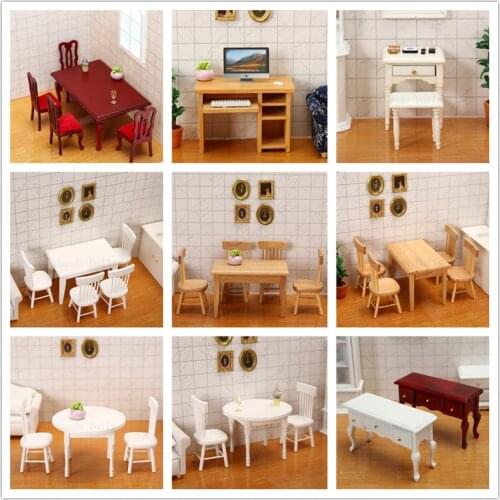 Dollhouse Mini Simulation Dining,Computer Table Furniture Model Toys for 1:12 DollHouse Decoration Miniature Accessories